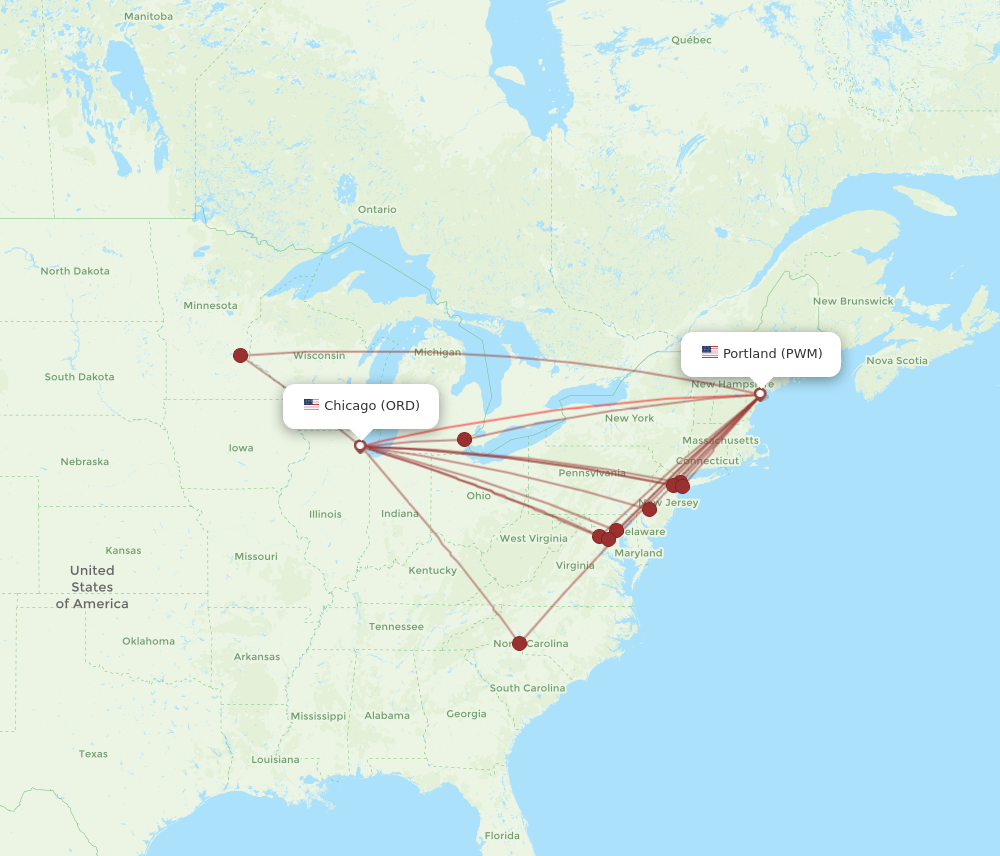 Flights from Chicago to Portland ORD to PWM Flight Routes