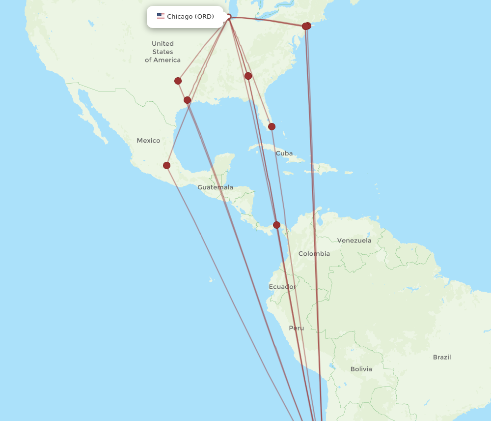 Flights from Chicago to Santiago ORD to SCL Flight Routes