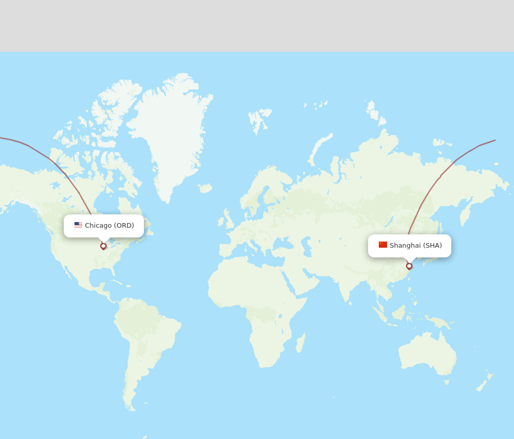 Flights from Chicago to Shanghai ORD to SHA Flight Routes