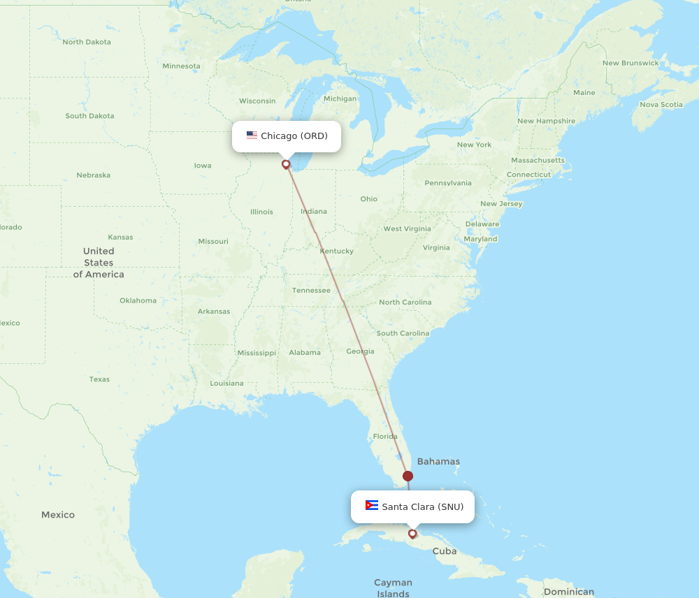 Flights from Chicago to Santa Clara ORD to SNU Flight Routes