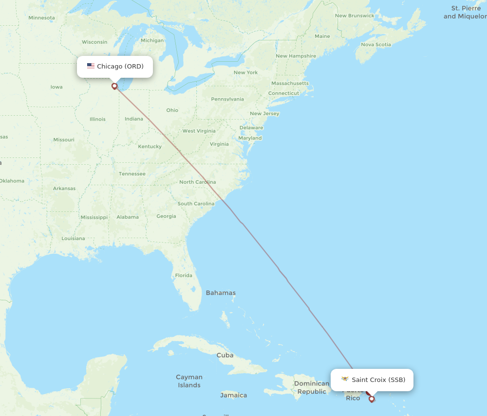 Flights from Chicago to Saint Croix ORD to SSB Flight Routes