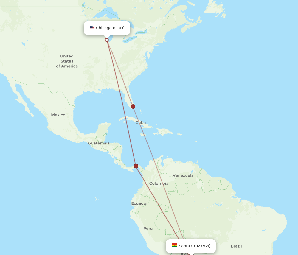 Flights from Chicago to Santa Cruz, ORD to VVI - Flight Routes