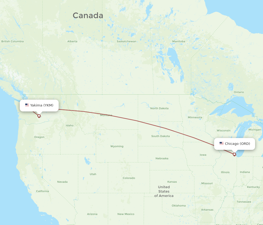 Flights from Chicago to Yakima ORD to YKM Flight Routes