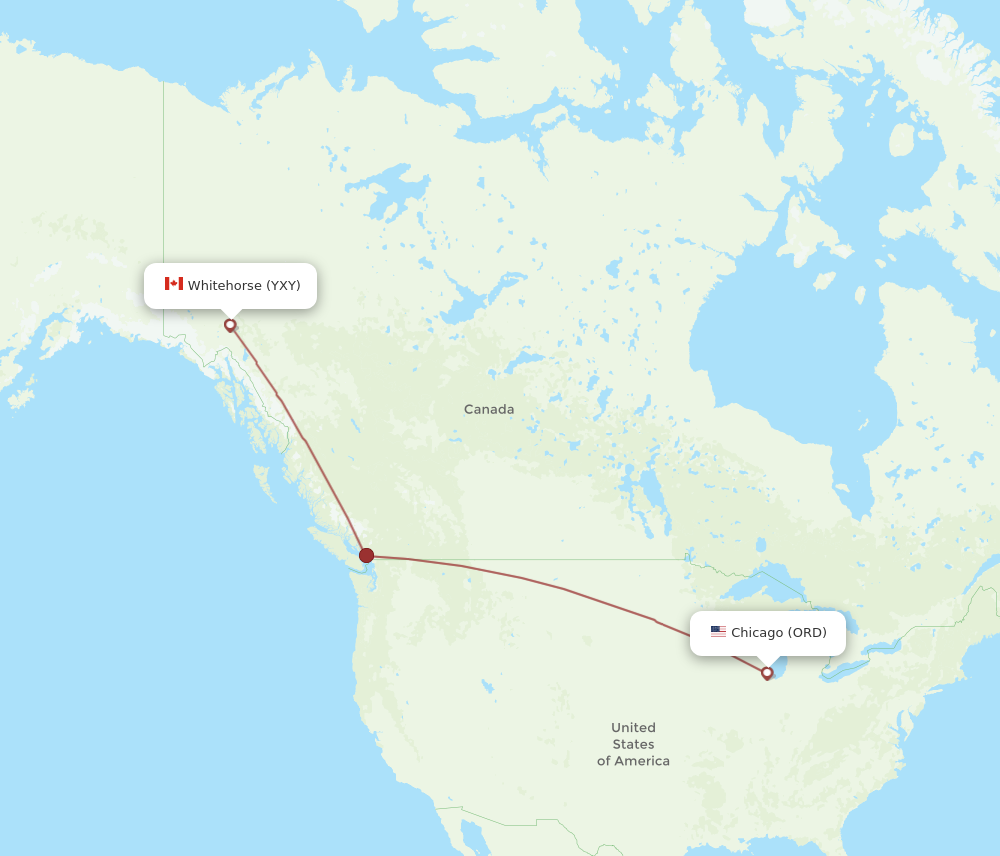 Flights from Chicago to Whitehorse ORD to YXY Flight Routes