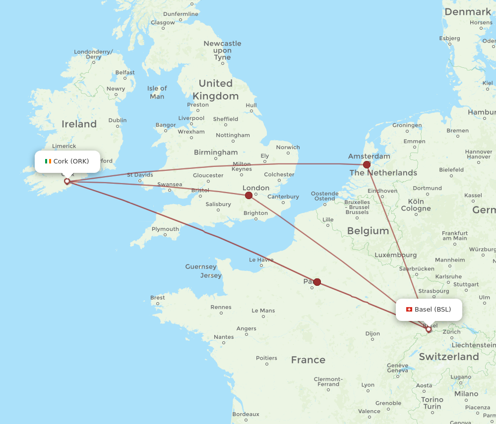 Flights from Cork to Basel Switzerland Mulhouse ORK to BSL