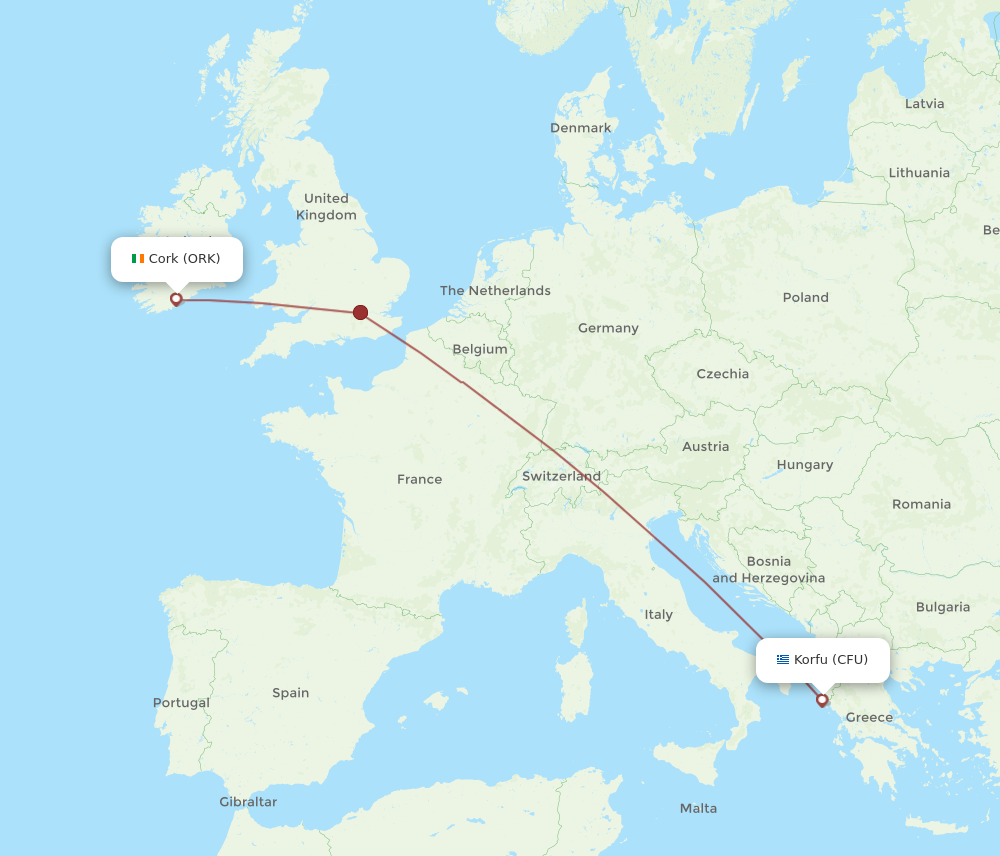 Flights from Cork to Kerkyra ORK to CFU Flight Routes