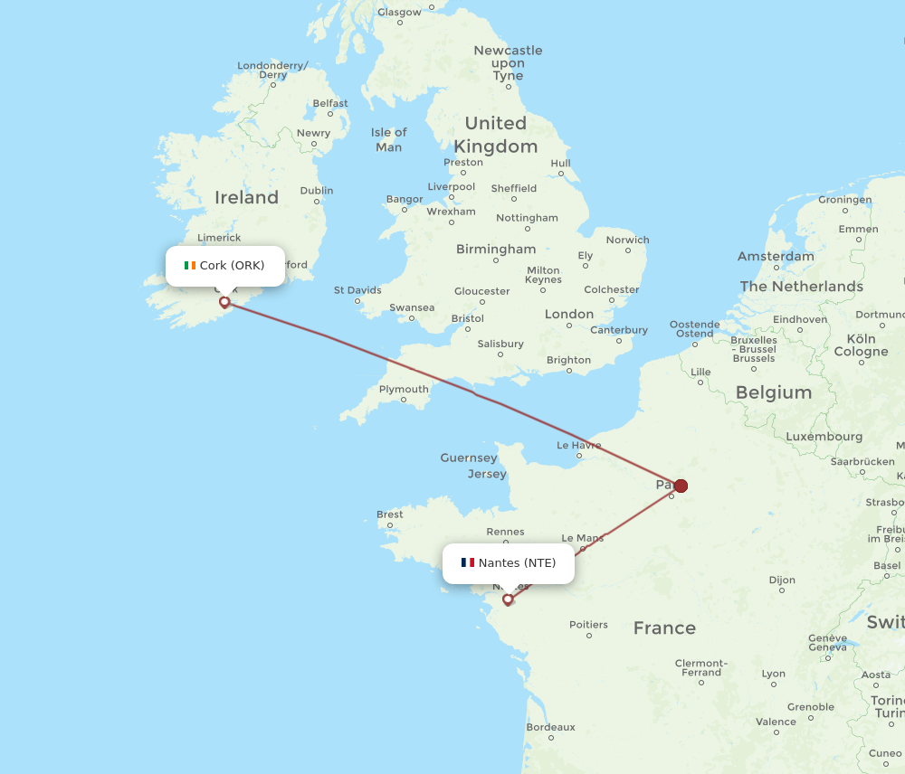 Flights from Cork to Nantes ORK to NTE Flight Routes