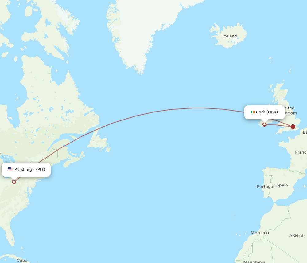 Flights from Cork to Pittsburgh ORK to PIT Flight Routes