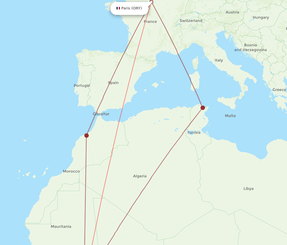 Flights from Paris to Bamako ORY to BKO Flight Routes