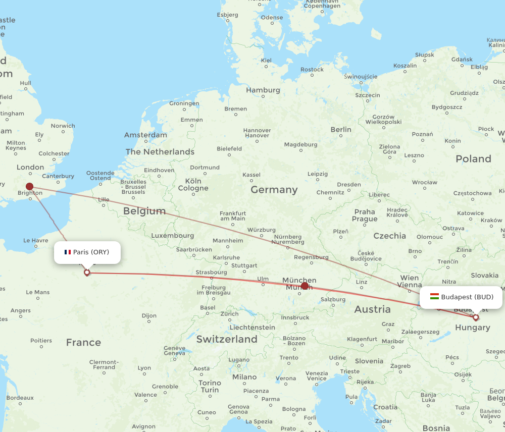 Flights from Paris to Budapest ORY to BUD Flight Routes