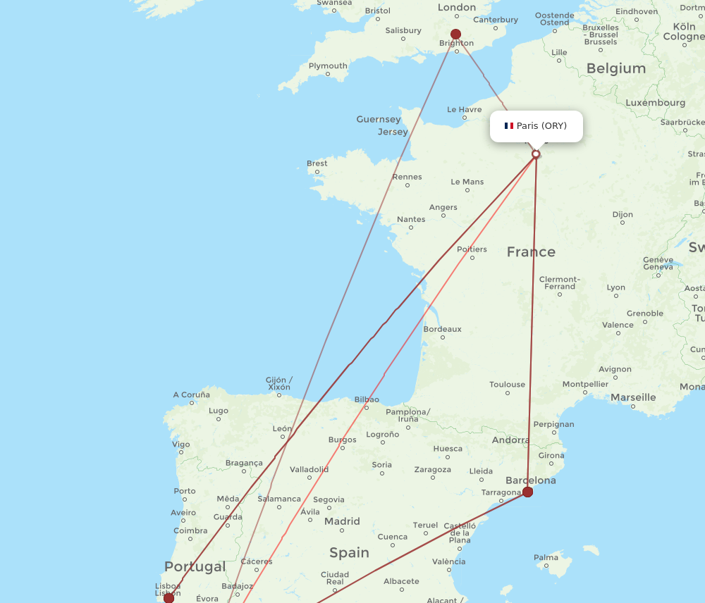 Flights from Paris to Faro ORY to FAO Flight Routes