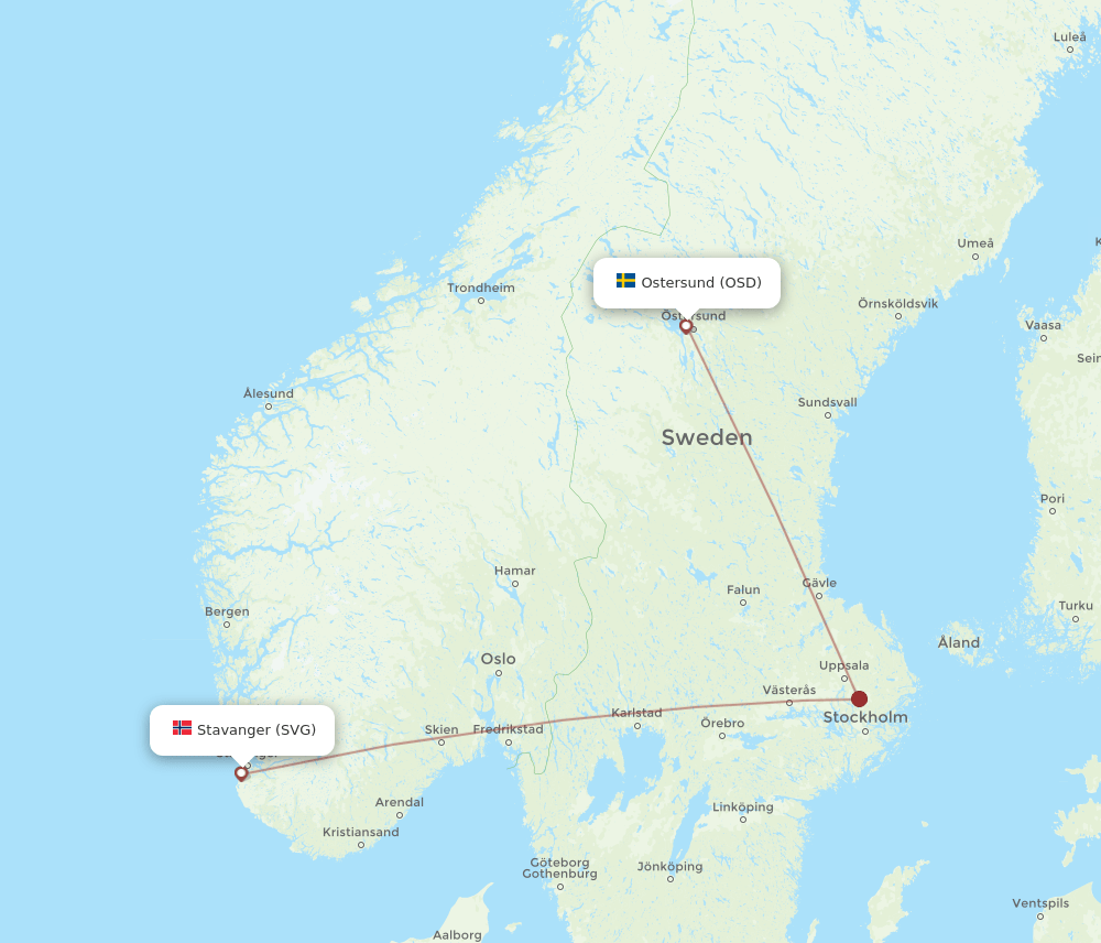 Flights from Ostersund to Stavanger, OSD to SVG - Flight Routes