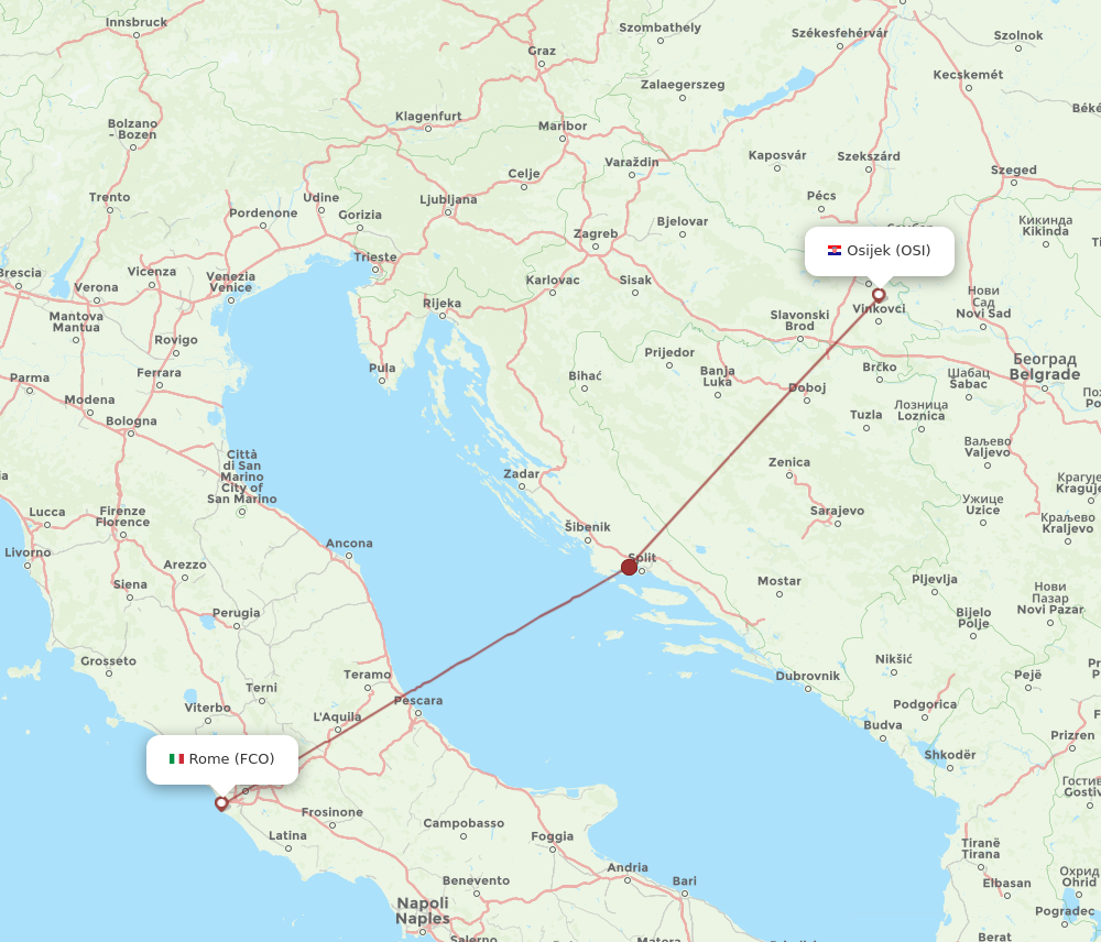 Flights from Rome to Osijek FCO to OSI Flight Routes