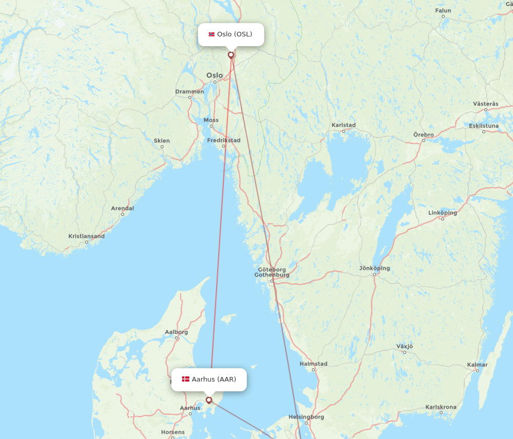 Flights from Oslo to Aarhus, OSL to AAR - Flight Routes