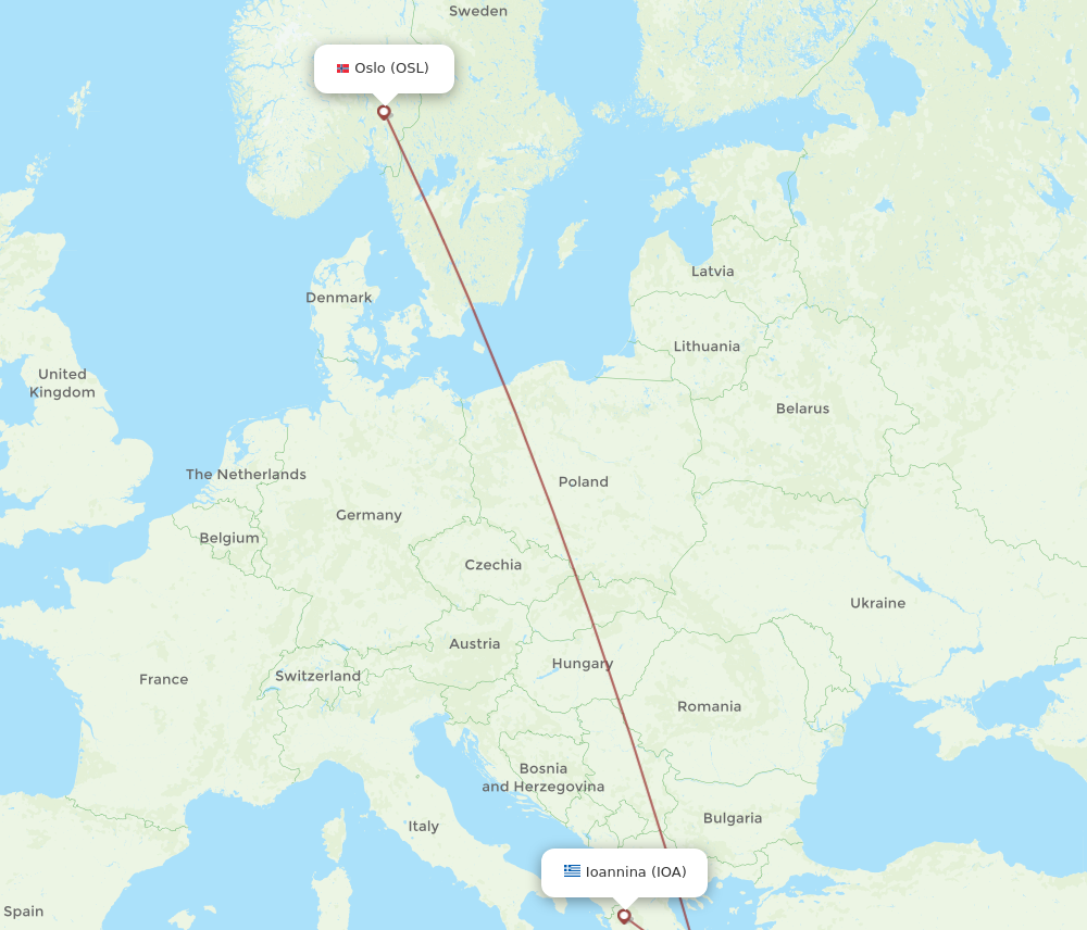 Flights from Ioannina to Oslo IOA to OSL Flight Routes