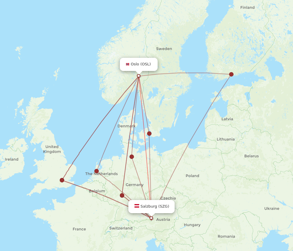 Flights from Oslo to Salzburg OSL to SZG Flight Routes