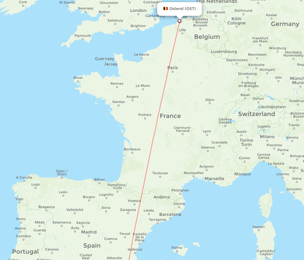 All Flight Routes From Ostend To Corvera Ost To Rmu Flight Routes 4018