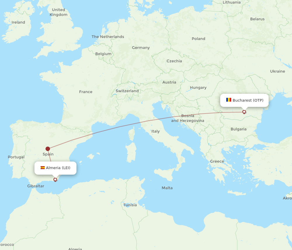 Flights from Almeria to Bucharest, LEI to OTP Flight Routes