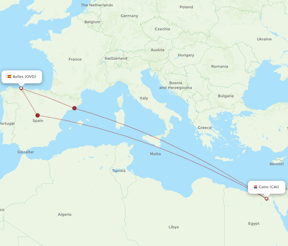 Flights from Asturias to Cairo OVD to CAI Flight Routes