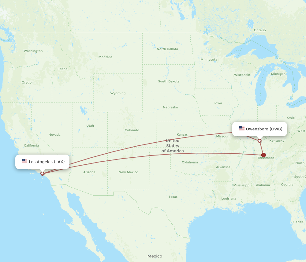 Flights from Owensboro to Los Angeles OWB to LAX Flight Routes