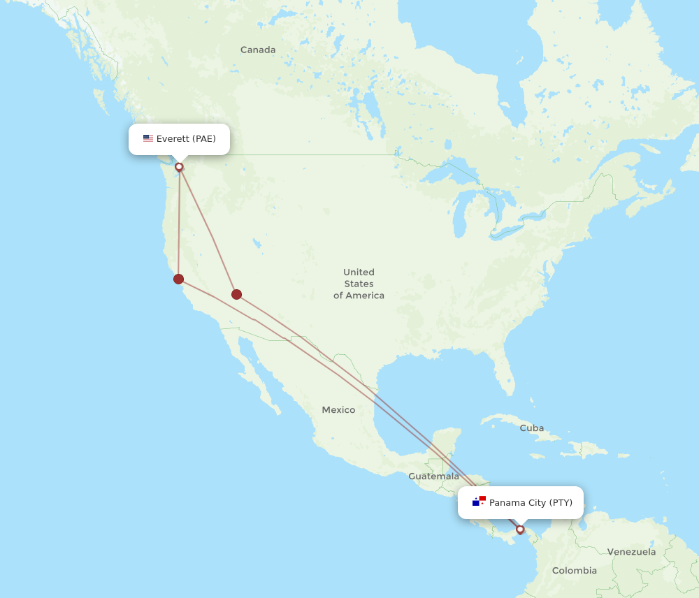 Flights From Panama City To Everett Pty To Pae Flight Routes 8802