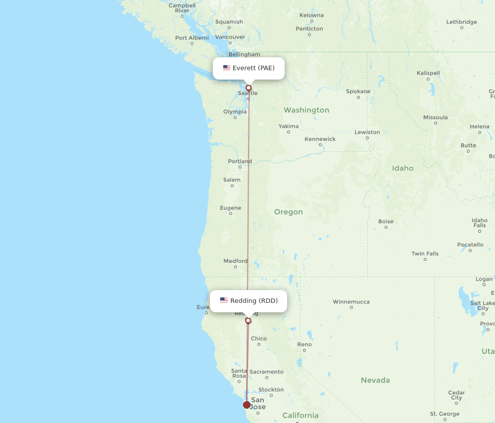 Flights From Everett To Redding Pae To Rdd Flight Routes 8533