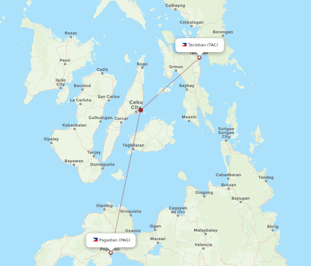 All flight routes from Tacloban to Pagadian, TAC to PAG - Flight Routes