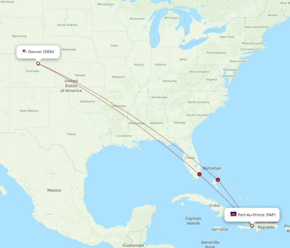 Flights from Port au Prince to Denver PAP to DEN Flight Routes