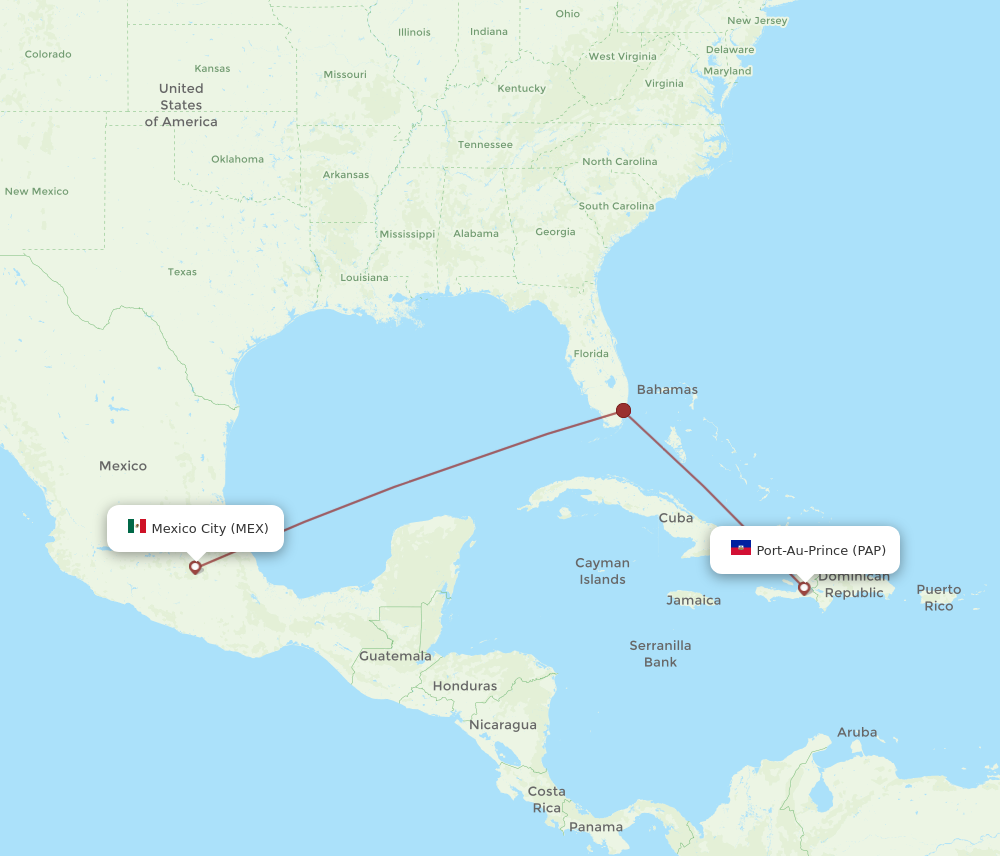 Flights from Port au Prince to Mexico City PAP to MEX Flight Routes