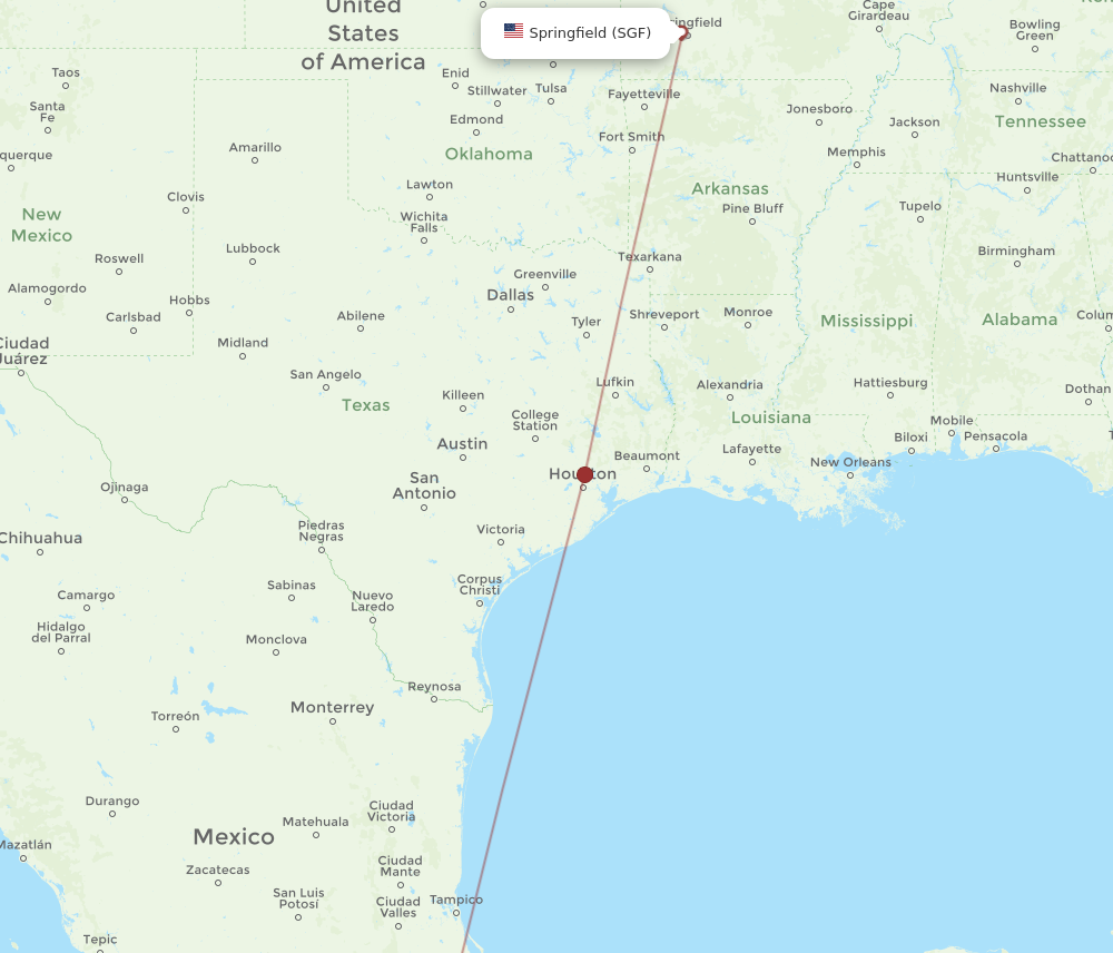 Flights from Puebla to Springfield PBC to SGF Flight Routes