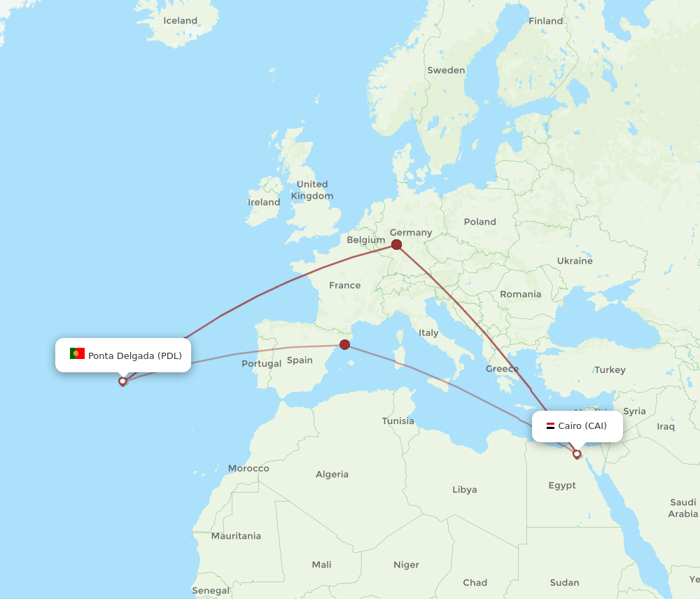 Flights from Ponta Delgada Azores to Cairo PDL to CAI Flight