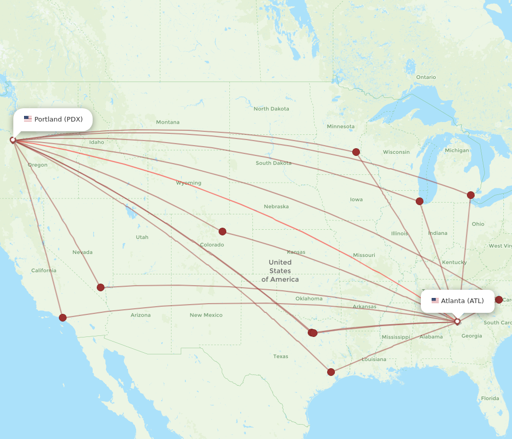 All Flight Routes From Portland To Atlanta, Pdx To Atl - Flight Routes