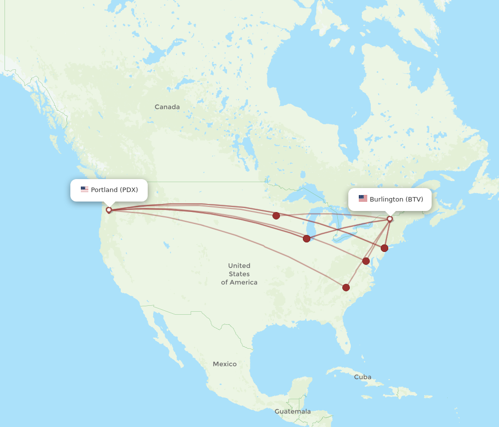 Flights from Portland to Burlington PDX to BTV Flight Routes