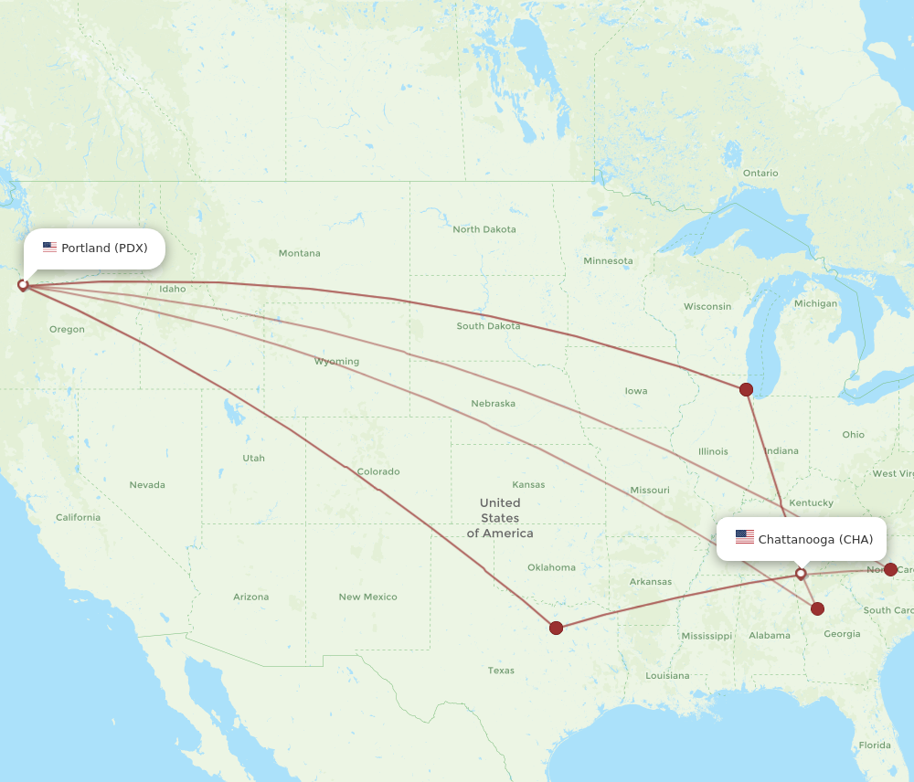 Flights from Portland to Chattanooga PDX to CHA Flight Routes