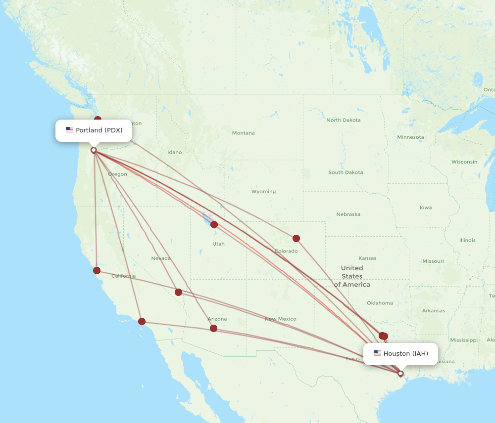 Flights from Portland to Houston PDX to IAH Flight Routes