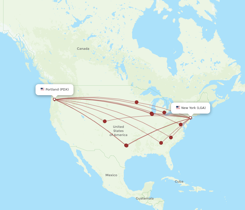 Flights from Portland to New York PDX to LGA Flight Routes