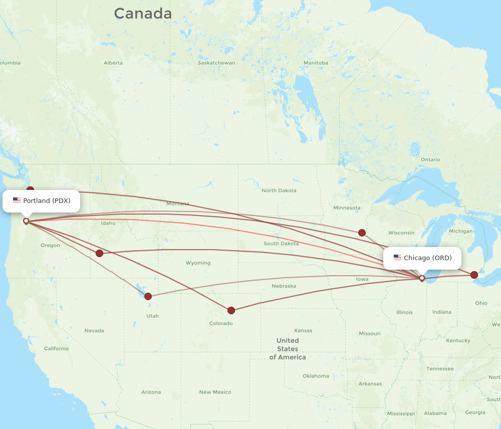 Flights from Portland to Chicago PDX to ORD Flight Routes