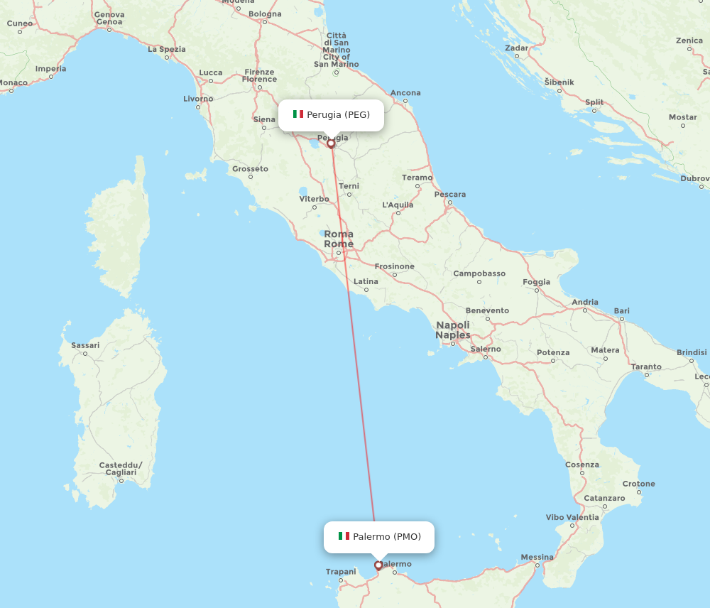 Flights from Perugia to Palermo, PEG to PMO - Flight Routes