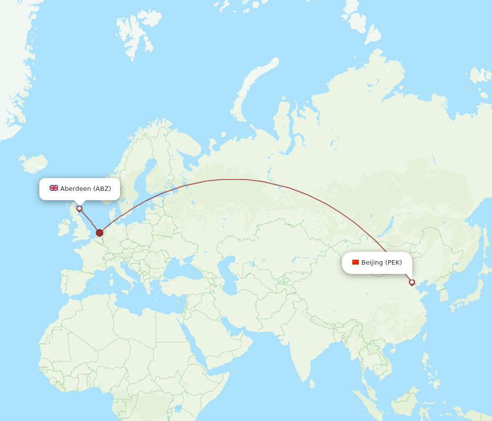 PEK to ABZ flights and routes map
