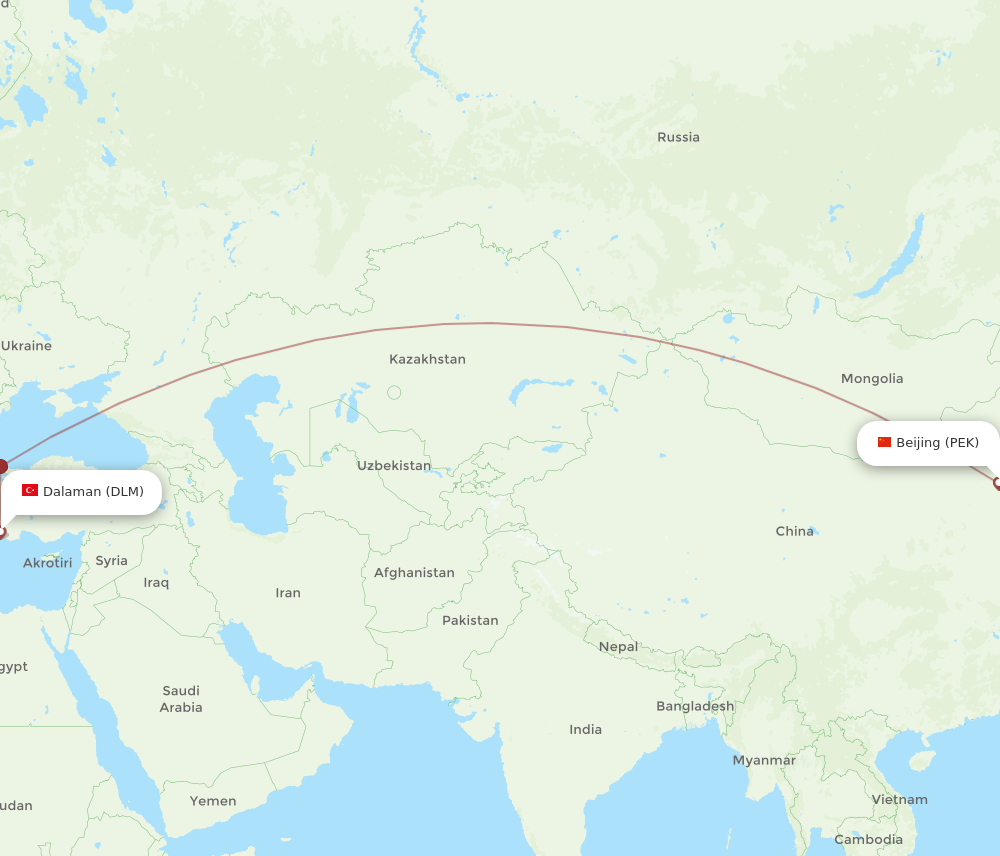 Flights from Beijing to Dalaman PEK to DLM Flight Routes