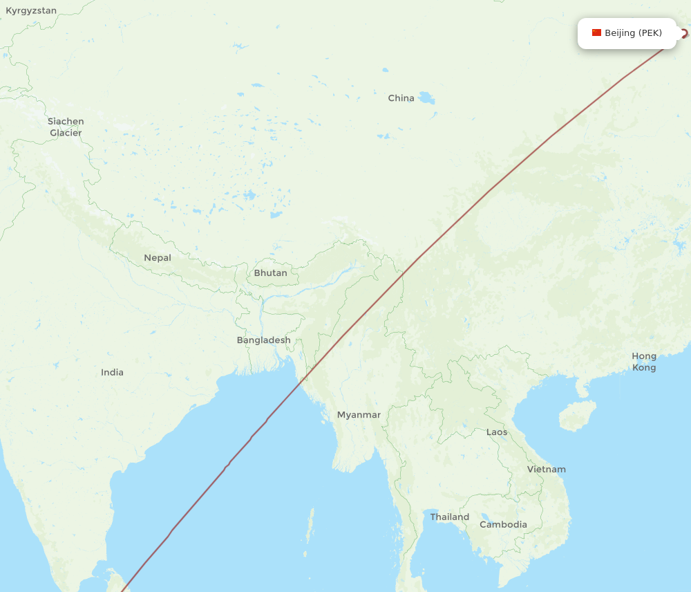 Flights from Beijing to Male PEK to MLE Flight Routes