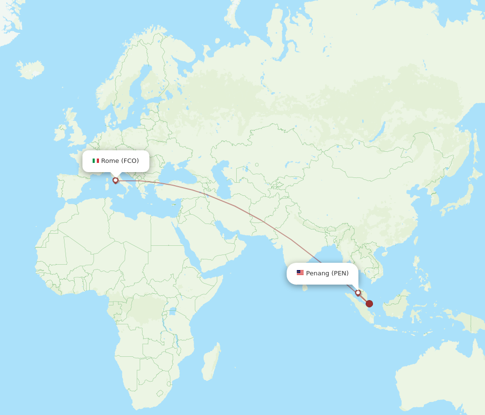 PEN to FCO flights and routes map