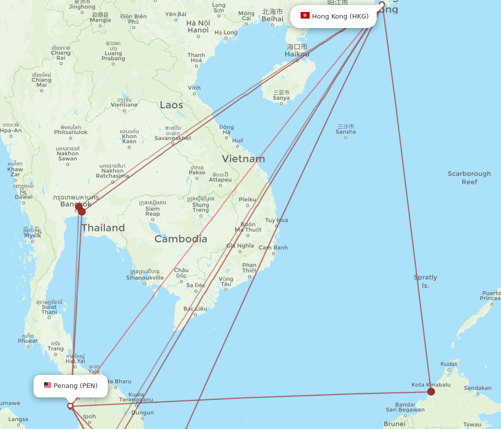 All Flight Routes From Penang To Hong Kong, Pen To Hkg - Flight Routes