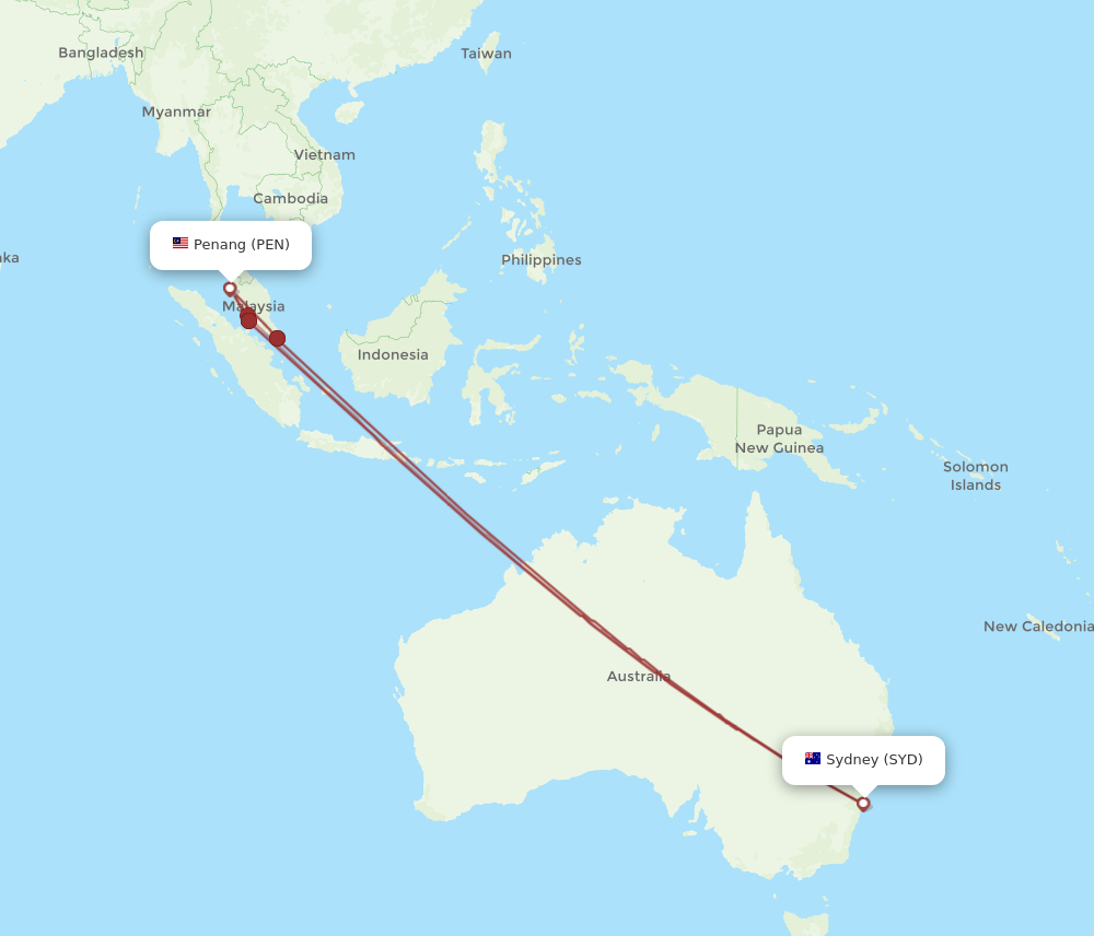 Flights from Penang to Sydney PEN to SYD Flight Routes