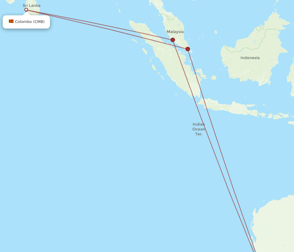 All Flight Routes From Perth To Colombo Per To Cmb Flight Routes 8581