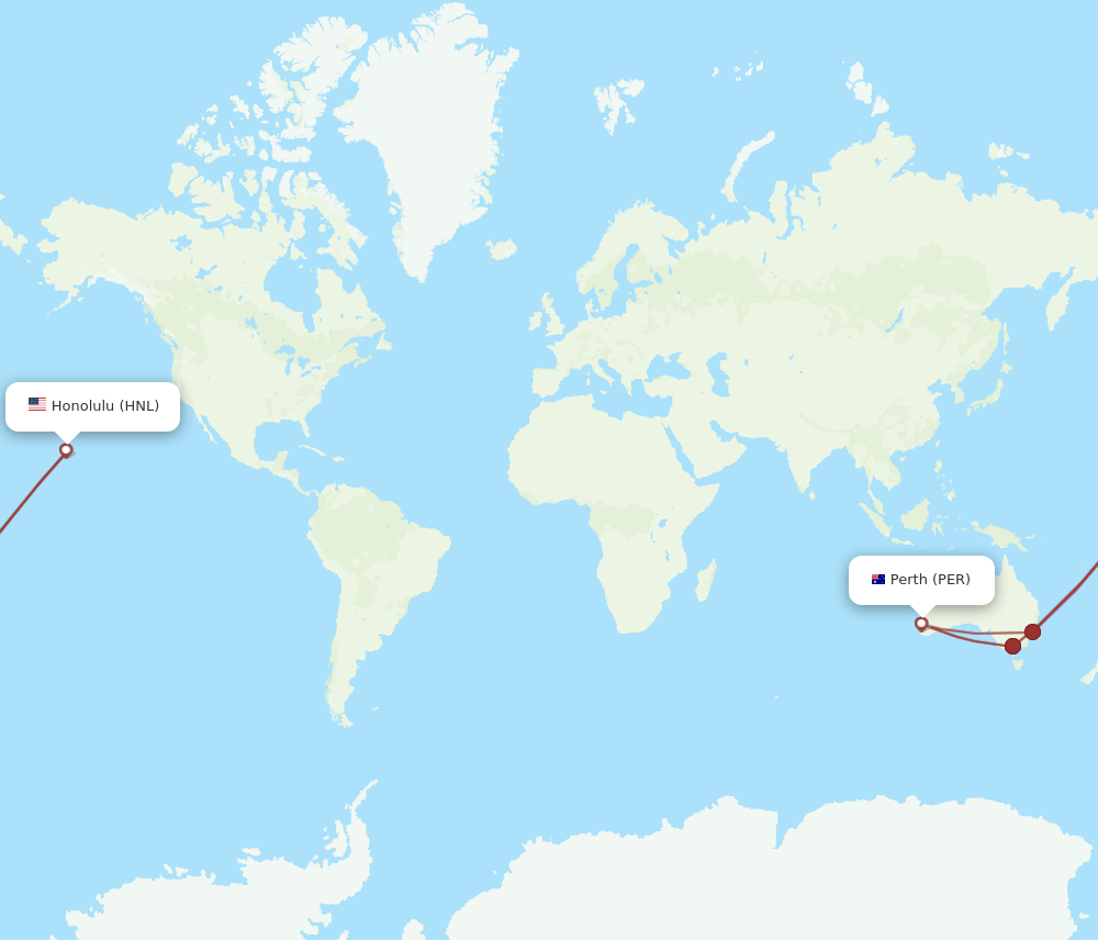 Flights from Perth to Honolulu PER to HNL Flight Routes