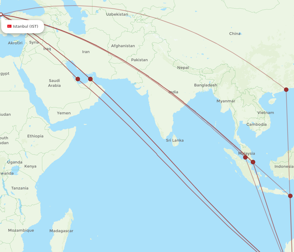 Flights from Perth to Istanbul PER to IST Flight Routes