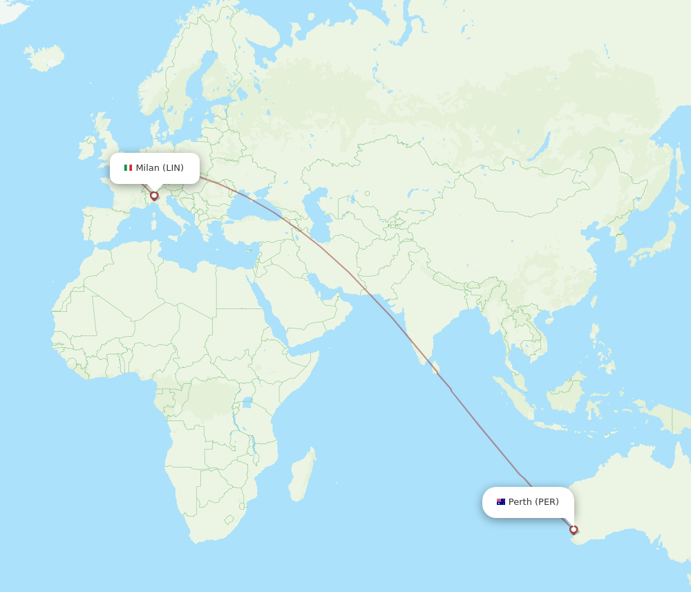 Flights from Perth to Milan PER to LIN Flight Routes