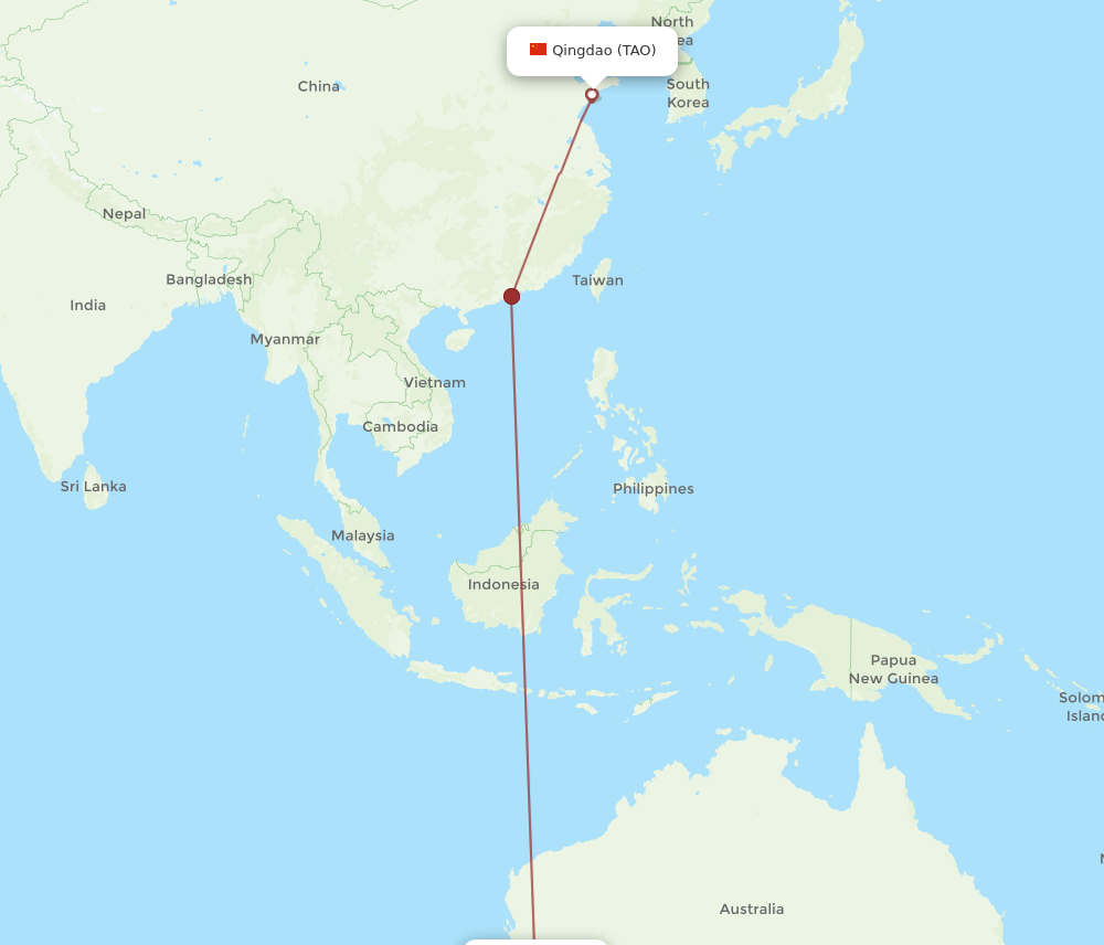 PER to TAO flights and routes map