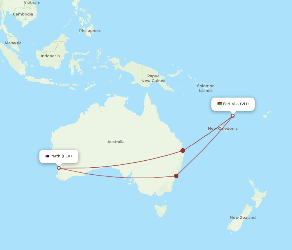 Flights from Perth to Port Vila PER to VLI Flight Routes